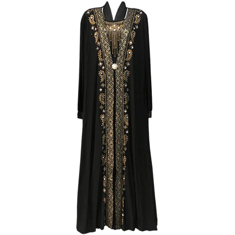 Abaya islamique caftan dubaï arabe musulman Hijab Robe Caftan Marocain Eid Robe Ramadan Elbise Robe Femme strass robes
