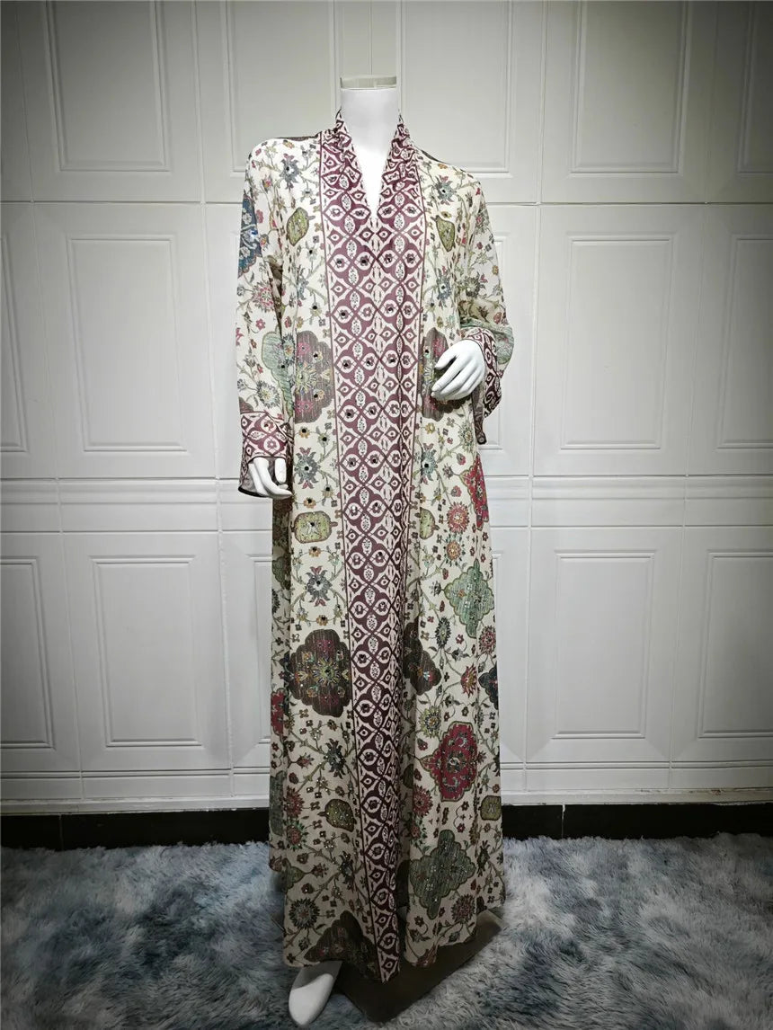 Abaya pour femmes 2026, robe en mousseline de soie, jalabiya, imprimé diamant, musulman, Dubaï, vestidos largo, Ramadan, Maroc, prière, caftan, robe de fête