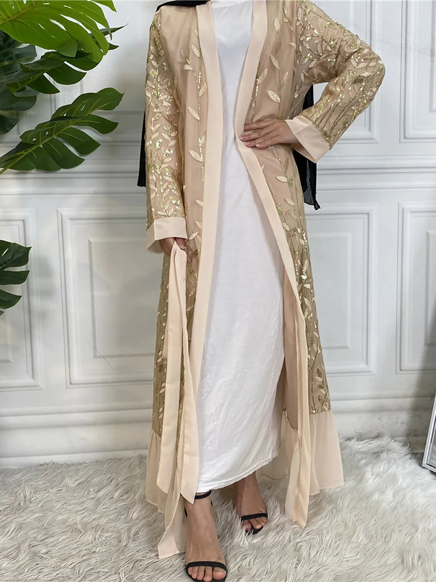 Abaya-Robe de luxe brodée pour femmes musulmanes, kimono, caftan, caftan, Islam, Kebaya, Ramadan, Dubaï, ouvert, mode