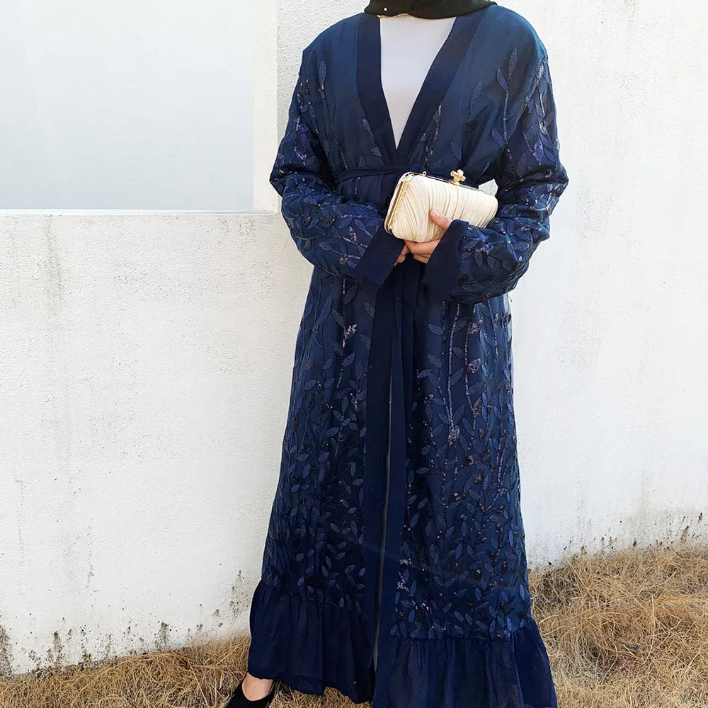 Abaya-Robe de luxe brodée pour femmes musulmanes, kimono, caftan, caftan, Islam, Kebaya, Ramadan, Dubaï, ouvert, mode