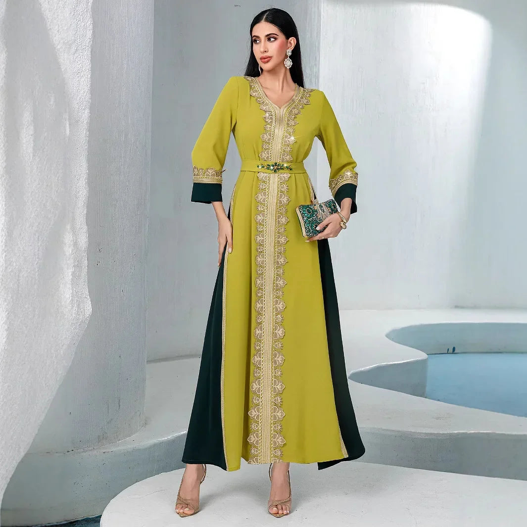 Abayas de luxe pour femmes, diamants Eid, kaftan de Dubaï, robe de soirée musulmane maxi, kaftan turc, caftan marocain, femme musulmane