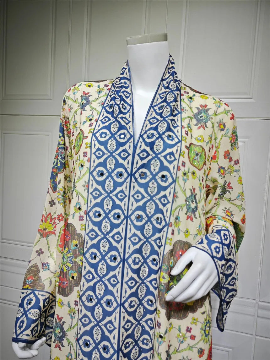 Abaya pour femmes 2026, robe en mousseline de soie, jalabiya, imprimé diamant, musulman, Dubaï, vestidos largo, Ramadan, Maroc, prière, caftan, robe de fête