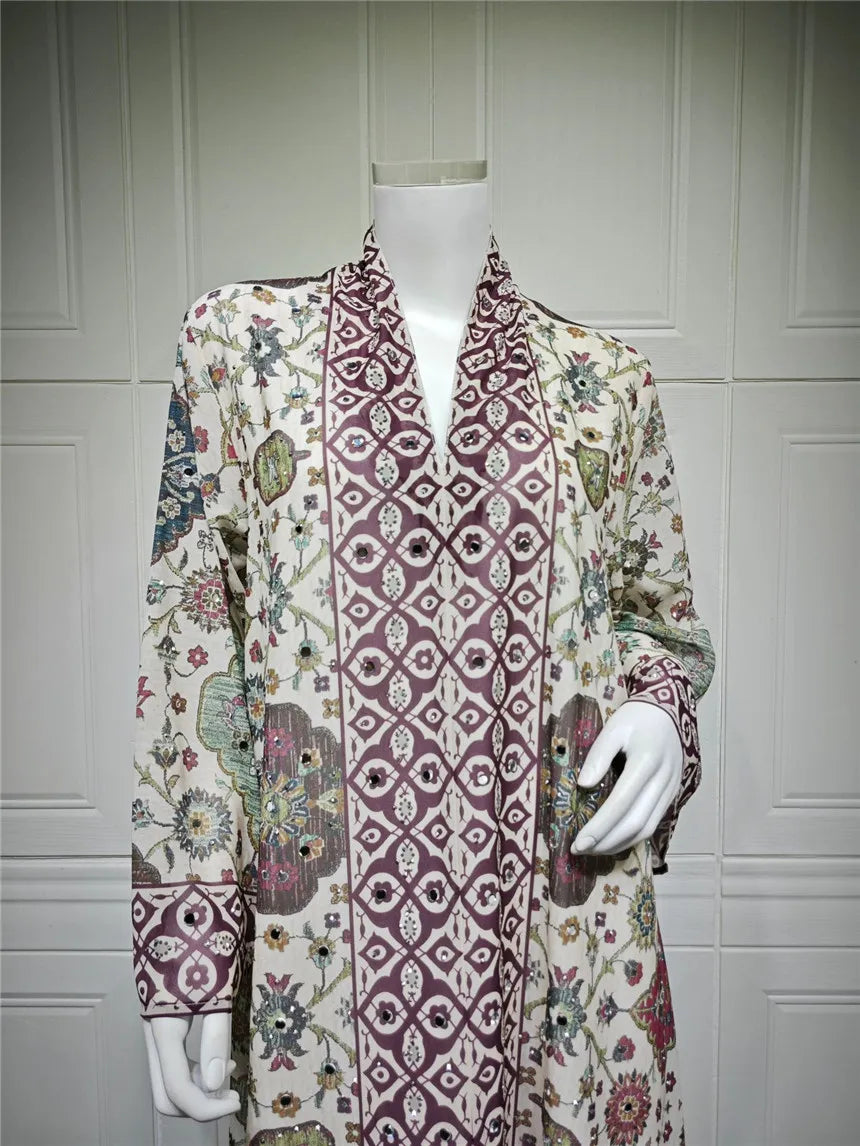 Abaya pour femmes 2026, robe en mousseline de soie, jalabiya, imprimé diamant, musulman, Dubaï, vestidos largo, Ramadan, Maroc, prière, caftan, robe de fête