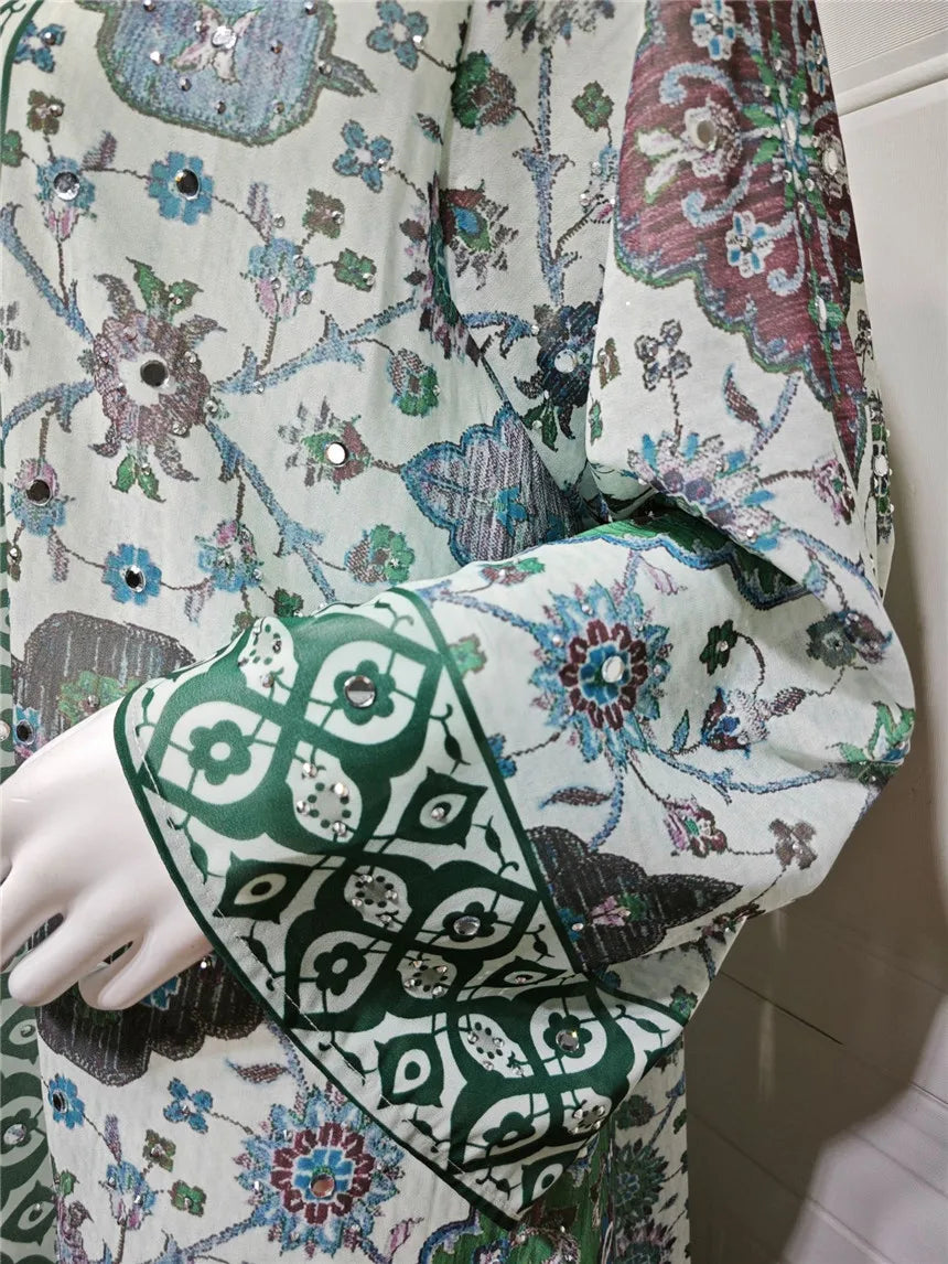 Abaya pour femmes 2026, robe en mousseline de soie, jalabiya, imprimé diamant, musulman, Dubaï, vestidos largo, Ramadan, Maroc, prière, caftan, robe de fête