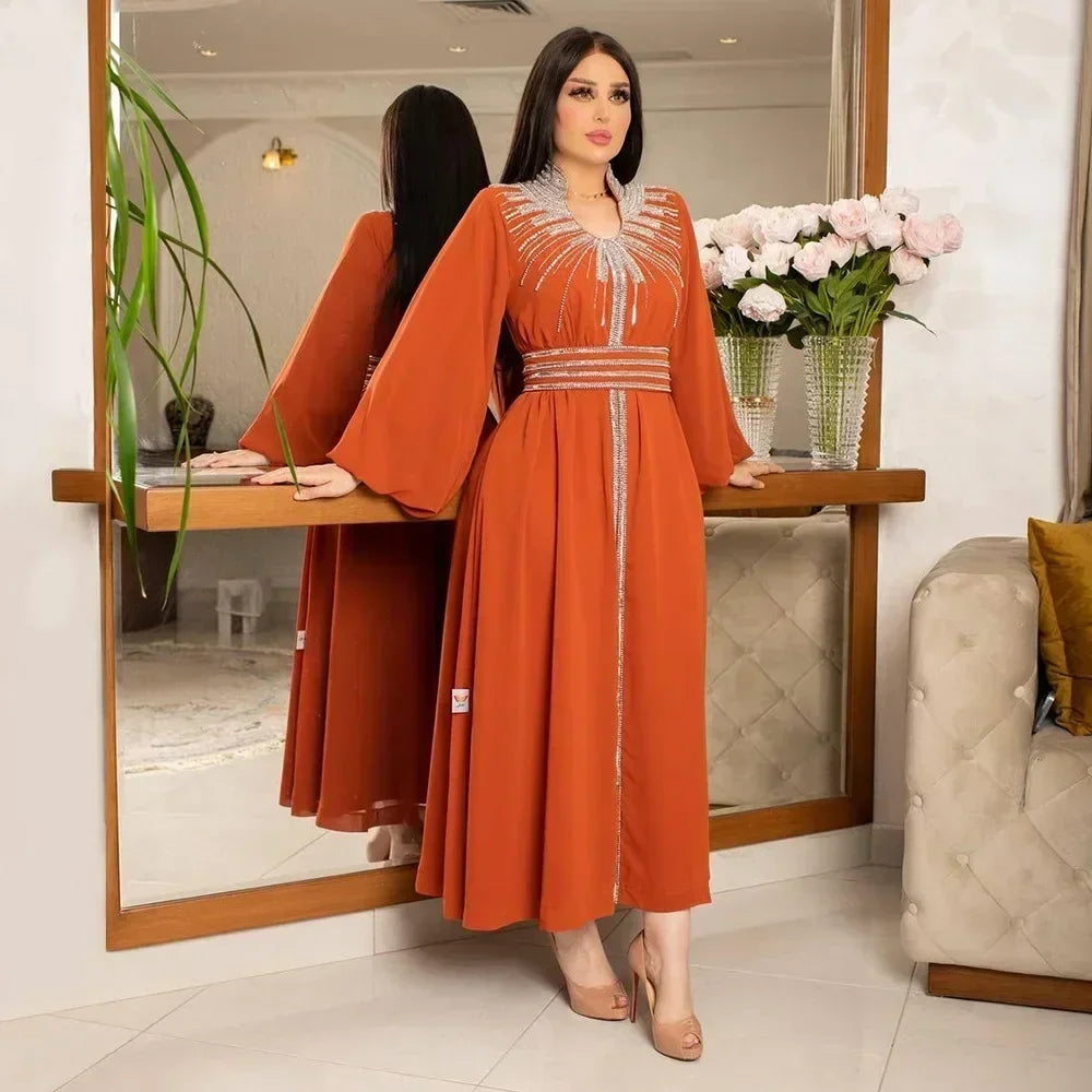 Luxe arabe musulman femmes diamants Abaya Maxi robe turquie dubaï mariée soirée de mariage Jalabiya Caftan robe marocaine caftan