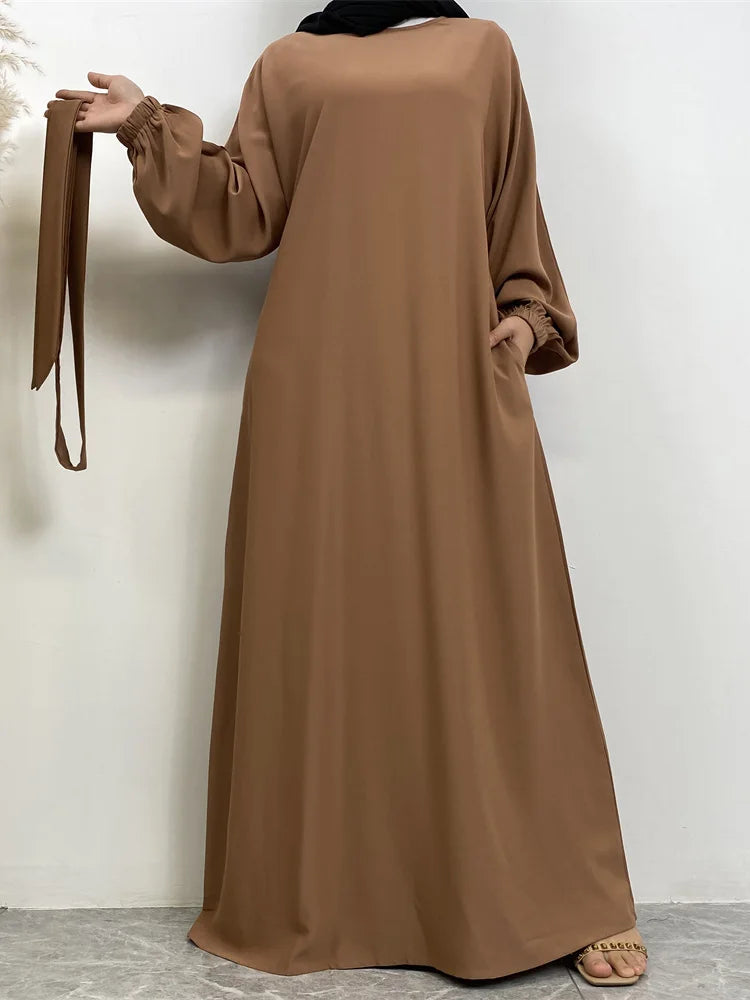 Robe longue marocaine pour femmes musulmanes, style simple, caftan, turquie, document solide, abayas du golfe, islamique, saoudien, Ramadan, chaud