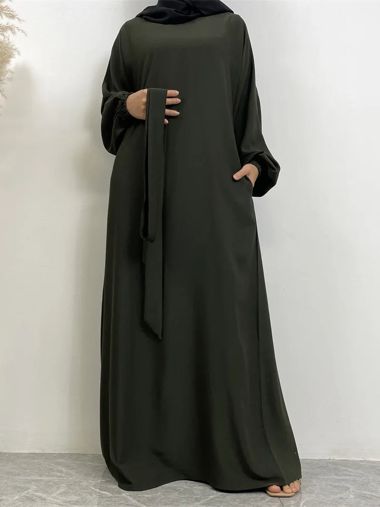 Robe longue marocaine pour femmes musulmanes, style simple, caftan, turquie, document solide, abayas du golfe, islamique, saoudien, Ramadan, chaud