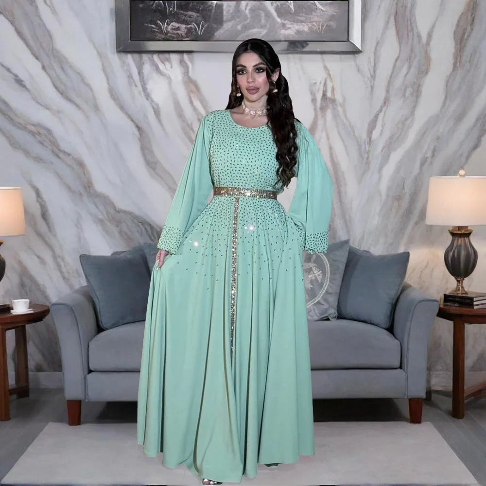 Robe longue brodée pour femmes musulmanes marocaines, Abayas, Jalabiya, Eid Ramadan, Kaftan marocain, Islam, Robe éducative, Robes arabes de Dubaï