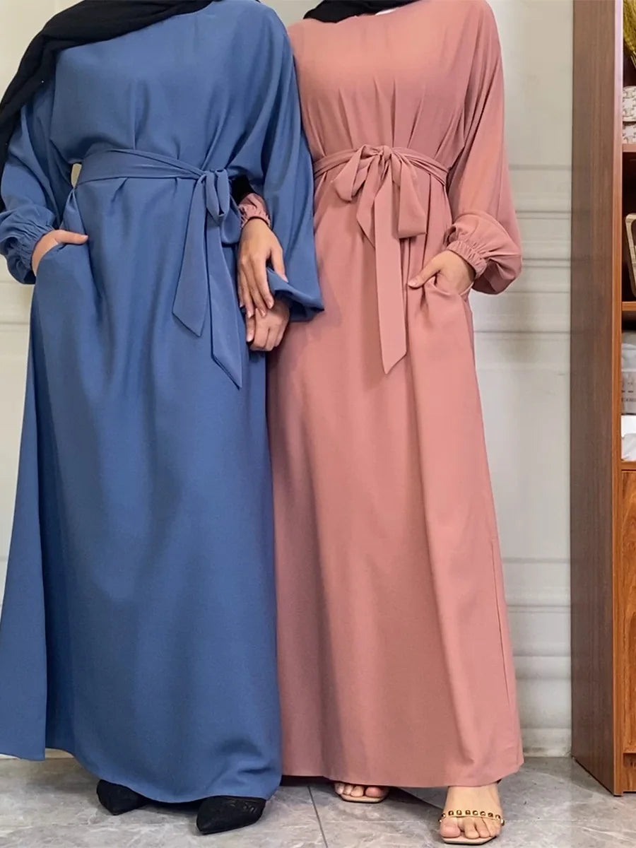Robe longue marocaine pour femmes musulmanes, style simple, caftan, turquie, document solide, abayas du golfe, islamique, saoudien, Ramadan, chaud