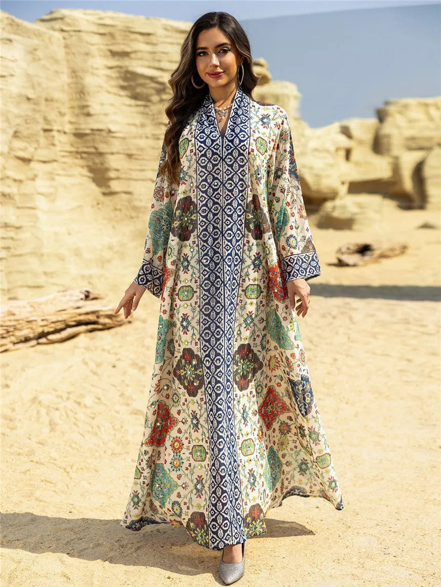 Abaya pour femmes 2026, robe en mousseline de soie, jalabiya, imprimé diamant, musulman, Dubaï, vestidos largo, Ramadan, Maroc, prière, caftan, robe de fête