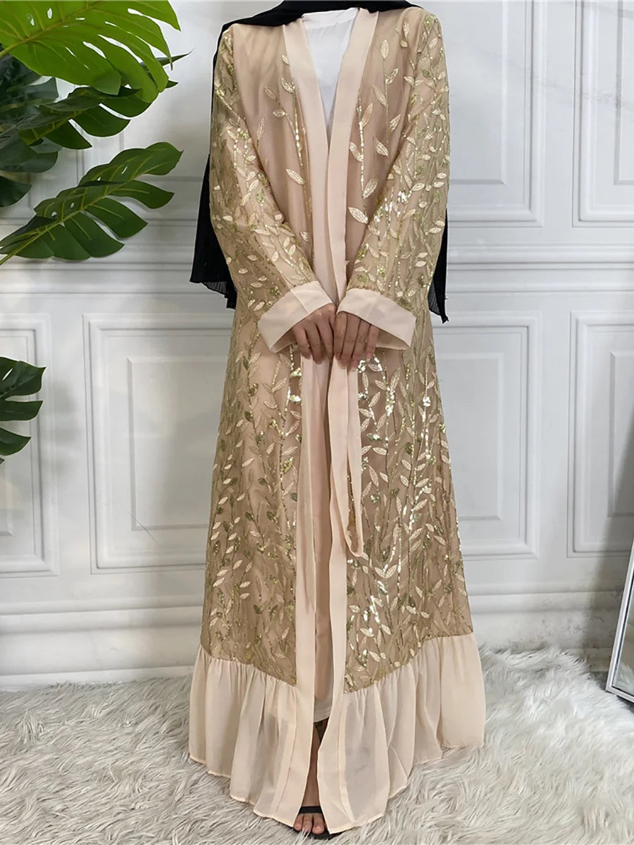Abaya-Robe de luxe brodée pour femmes musulmanes, kimono, caftan, caftan, Islam, Kebaya, Ramadan, Dubaï, ouvert, mode