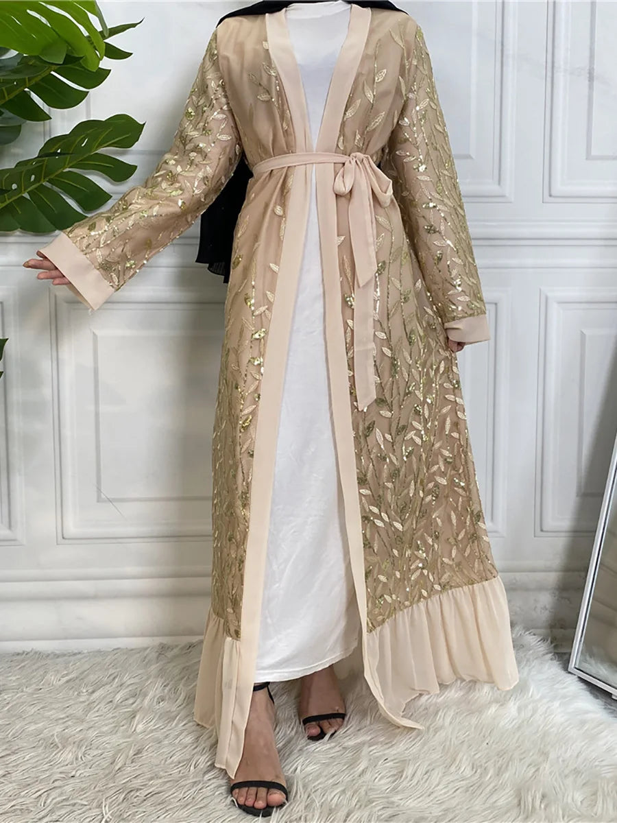 Abaya-Robe de luxe brodée pour femmes musulmanes, kimono, caftan, caftan, Islam, Kebaya, Ramadan, Dubaï, ouvert, mode