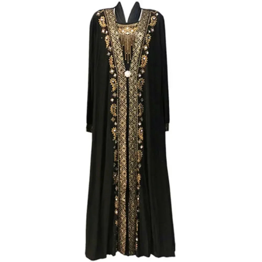Abaya islamique caftan dubaï arabe musulman Hijab Robe Caftan Marocain Eid Robe Ramadan Elbise Robe Femme strass robes