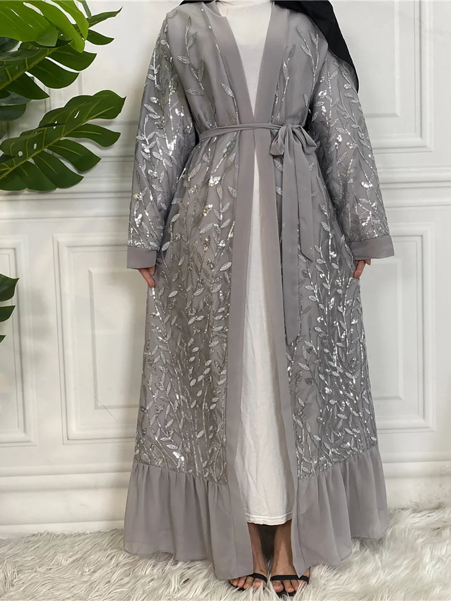 Abaya-Robe de luxe brodée pour femmes musulmanes, kimono, caftan, caftan, Islam, Kebaya, Ramadan, Dubaï, ouvert, mode