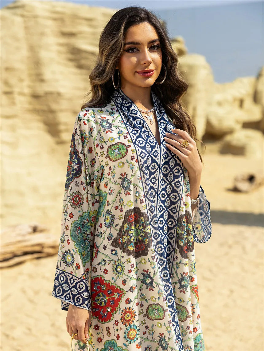 Abaya pour femmes 2026, robe en mousseline de soie, jalabiya, imprimé diamant, musulman, Dubaï, vestidos largo, Ramadan, Maroc, prière, caftan, robe de fête