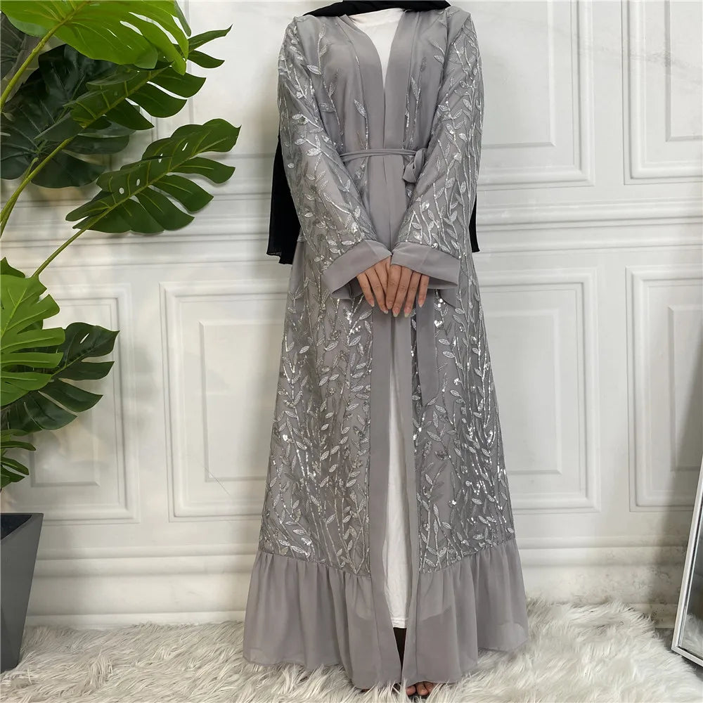 Abaya-Robe de luxe brodée pour femmes musulmanes, kimono, caftan, caftan, Islam, Kebaya, Ramadan, Dubaï, ouvert, mode
