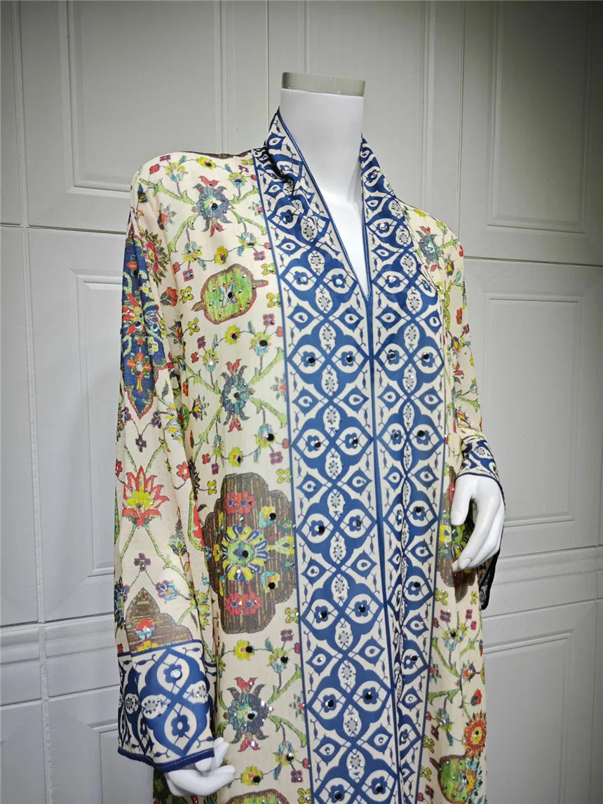 Abaya pour femmes 2026, robe en mousseline de soie, jalabiya, imprimé diamant, musulman, Dubaï, vestidos largo, Ramadan, Maroc, prière, caftan, robe de fête