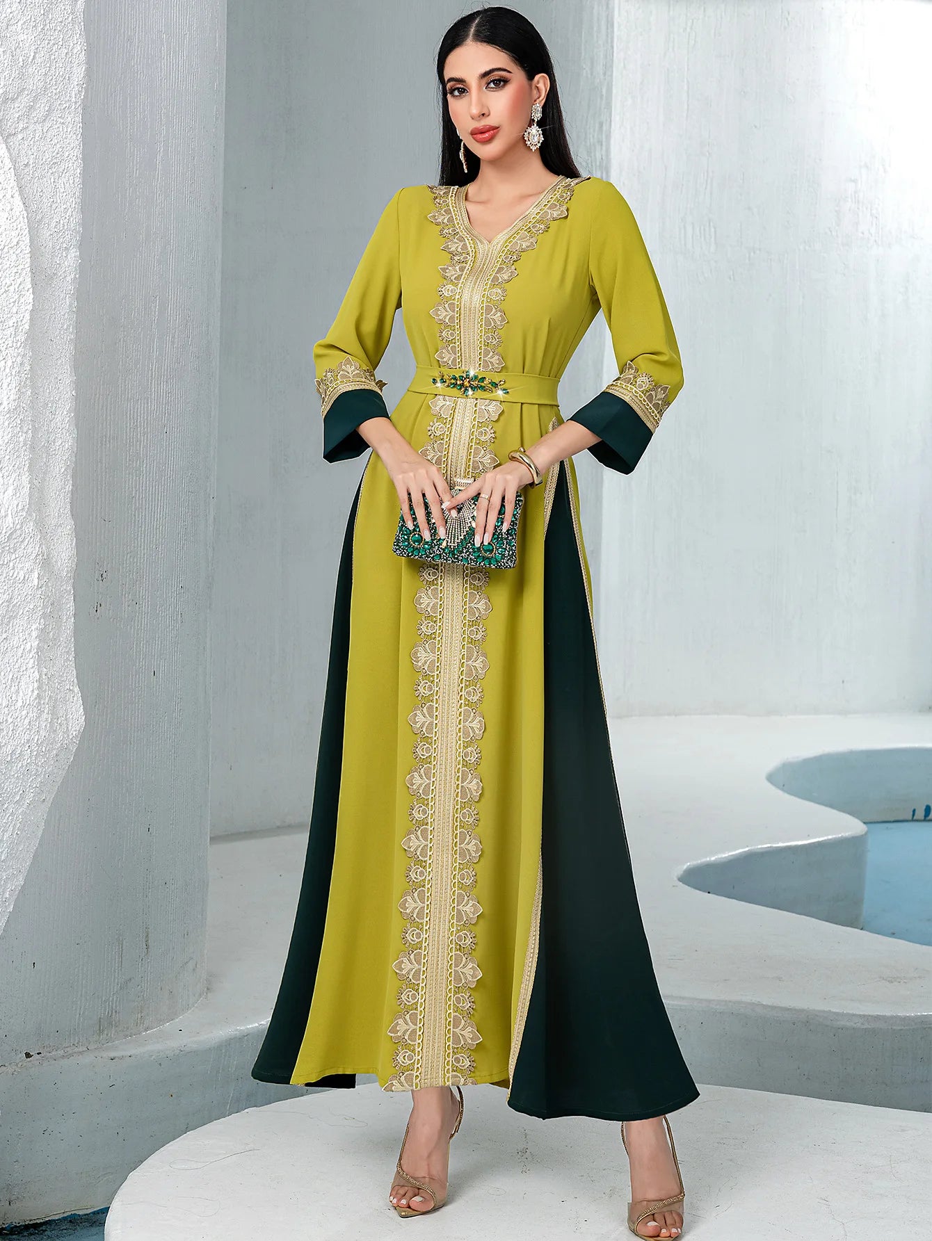 Abayas de luxe pour femmes, diamants Eid, kaftan de Dubaï, robe de soirée musulmane maxi, kaftan turc, caftan marocain, femme musulmane