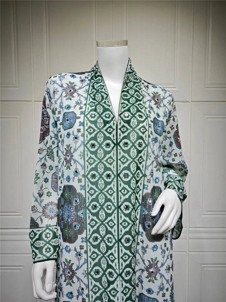 Abaya pour femmes 2026, robe en mousseline de soie, jalabiya, imprimé diamant, musulman, Dubaï, vestidos largo, Ramadan, Maroc, prière, caftan, robe de fête