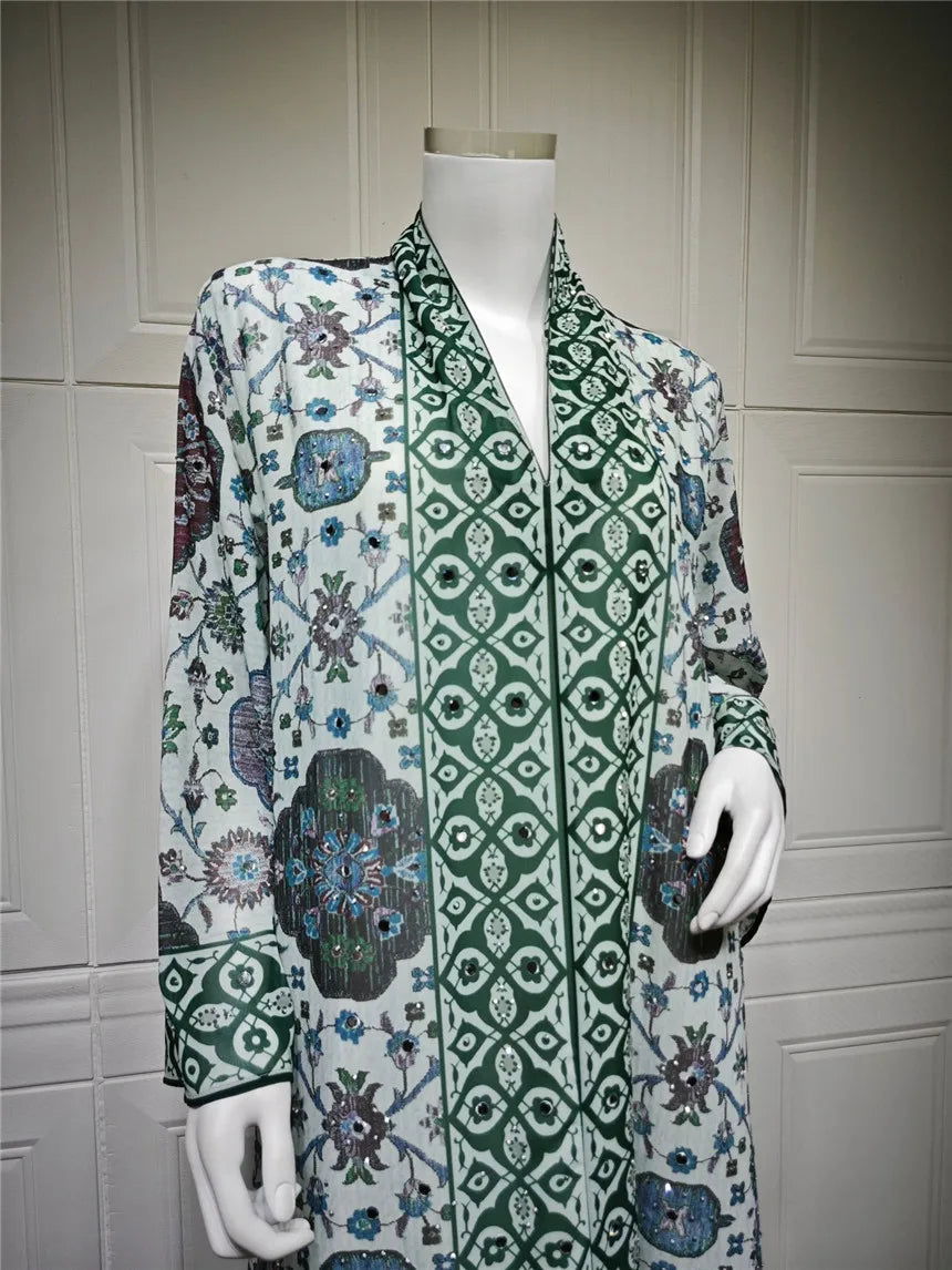 Abaya pour femmes 2026, robe en mousseline de soie, jalabiya, imprimé diamant, musulman, Dubaï, vestidos largo, Ramadan, Maroc, prière, caftan, robe de fête