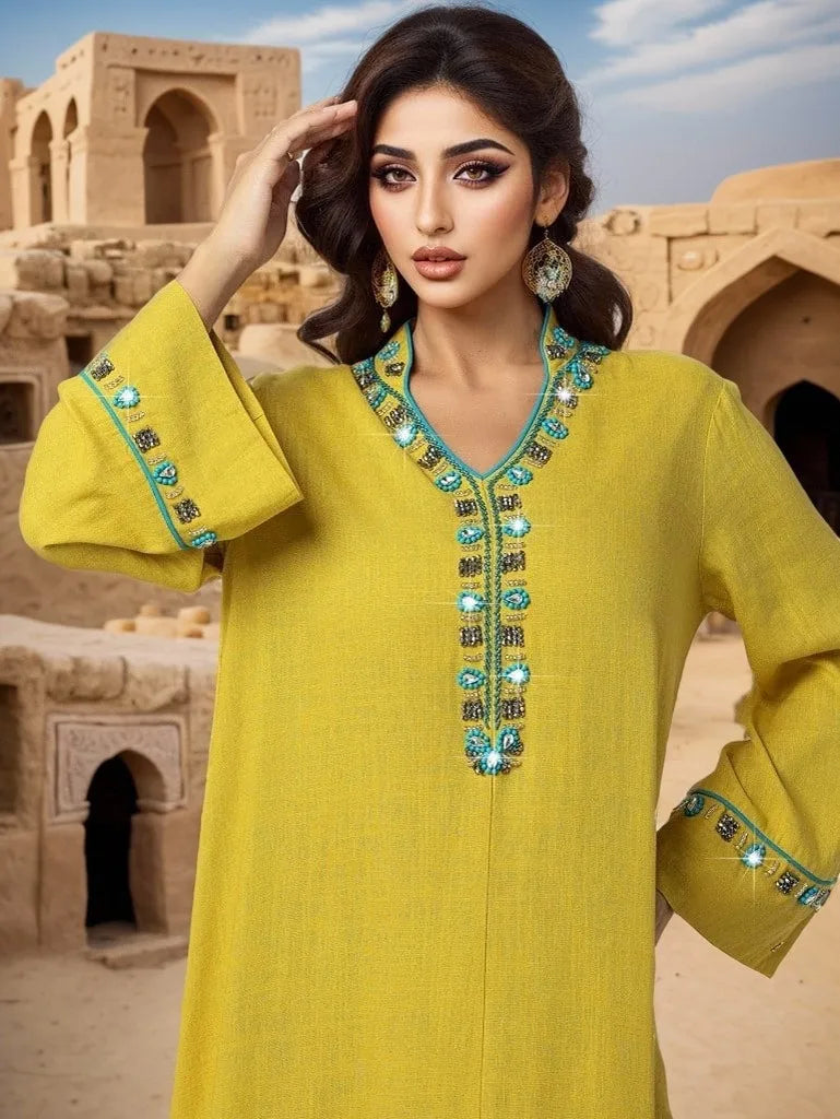 Abaya élégante à franges et diamants, kaftan Dubaï, robe de soirée musulmane pour femmes, robe turque Kebaya, caftan marocain, robe Jalabiya