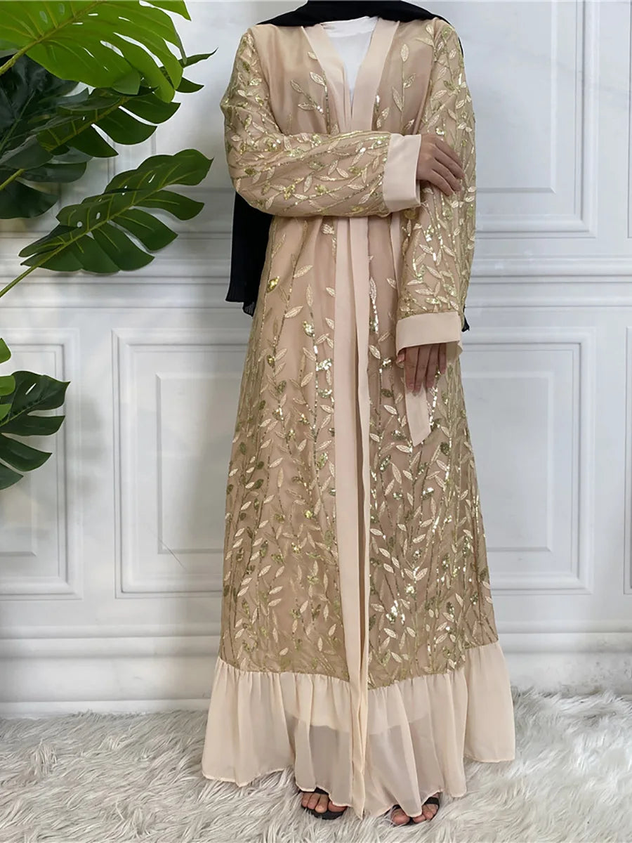 Abaya-Robe de luxe brodée pour femmes musulmanes, kimono, caftan, caftan, Islam, Kebaya, Ramadan, Dubaï, ouvert, mode