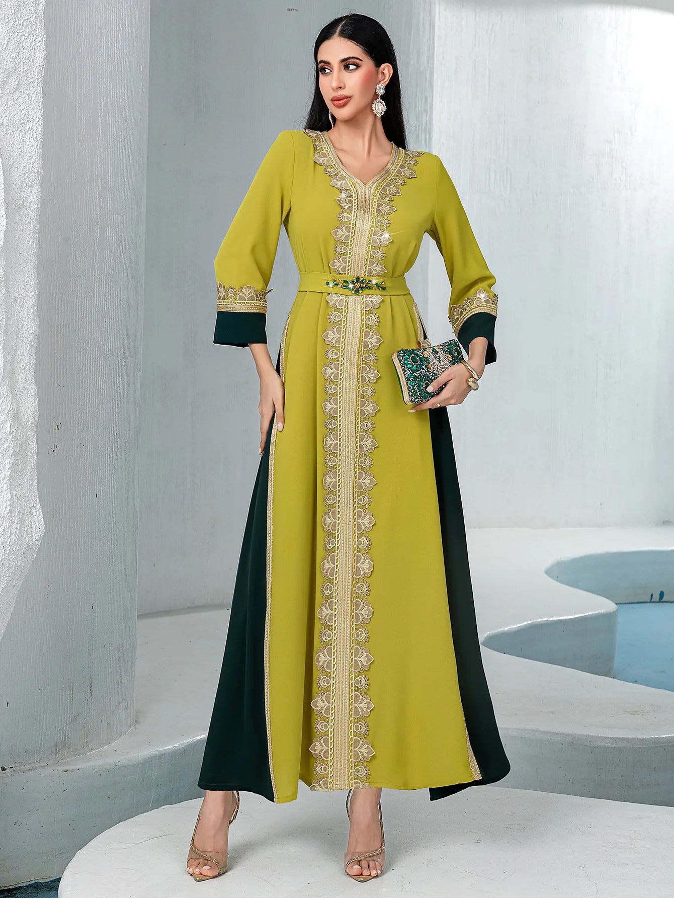 Abayas de luxe pour femmes, diamants Eid, kaftan de Dubaï, robe de soirée musulmane maxi, kaftan turc, caftan marocain, femme musulmane