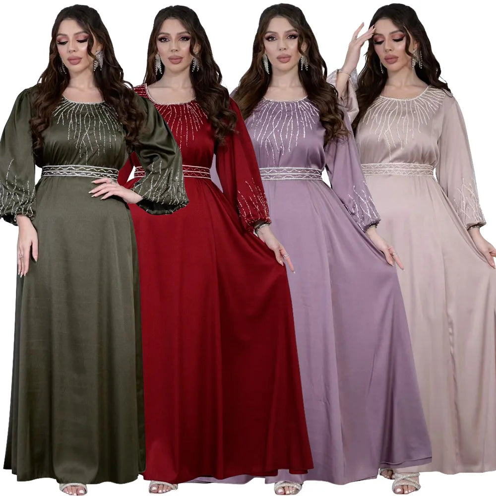 Robe longue brodée pour femmes musulmanes marocaines, Abayas, Jalabiya, Eid Ramadan, Kaftan marocain, Islam, Robe éducative, Robes arabes de Dubaï