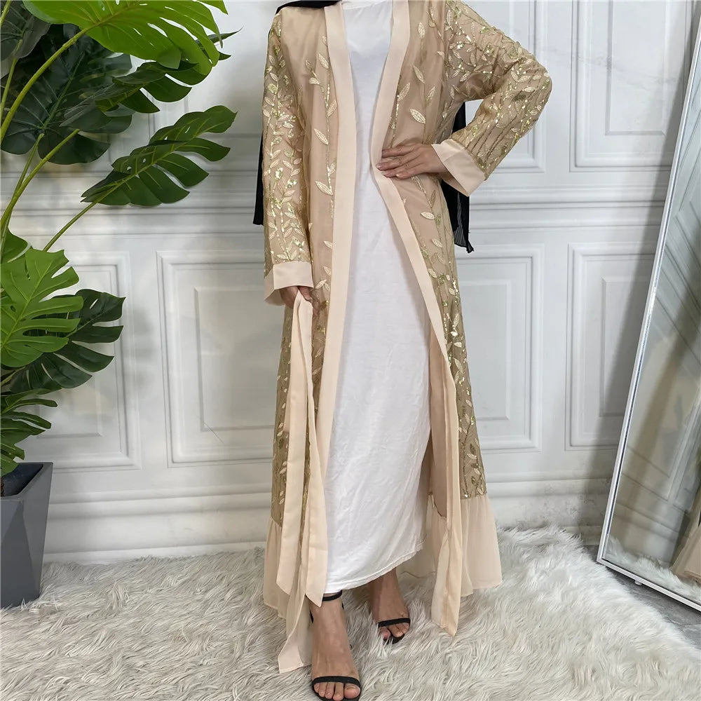 Abaya-Robe de luxe brodée pour femmes musulmanes, kimono, caftan, caftan, Islam, Kebaya, Ramadan, Dubaï, ouvert, mode