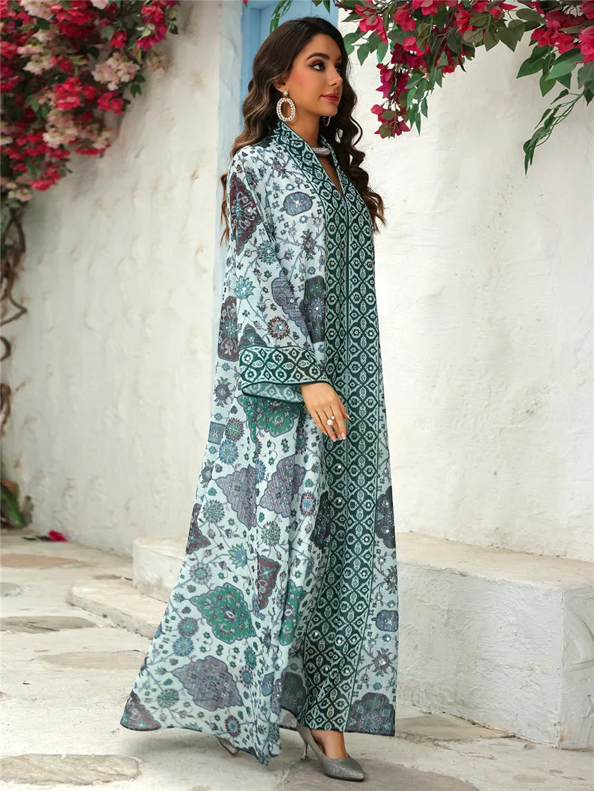 Abaya pour femmes 2026, robe en mousseline de soie, jalabiya, imprimé diamant, musulman, Dubaï, vestidos largo, Ramadan, Maroc, prière, caftan, robe de fête