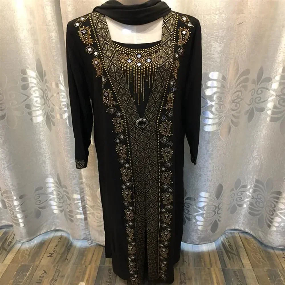 Abaya islamique caftan dubaï arabe musulman Hijab Robe Caftan Marocain Eid Robe Ramadan Elbise Robe Femme strass robes