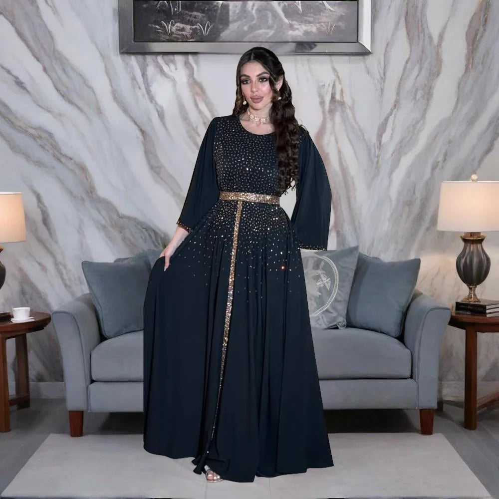 Robe longue brodée pour femmes musulmanes marocaines, Abayas, Jalabiya, Eid Ramadan, Kaftan marocain, Islam, Robe éducative, Robes arabes de Dubaï