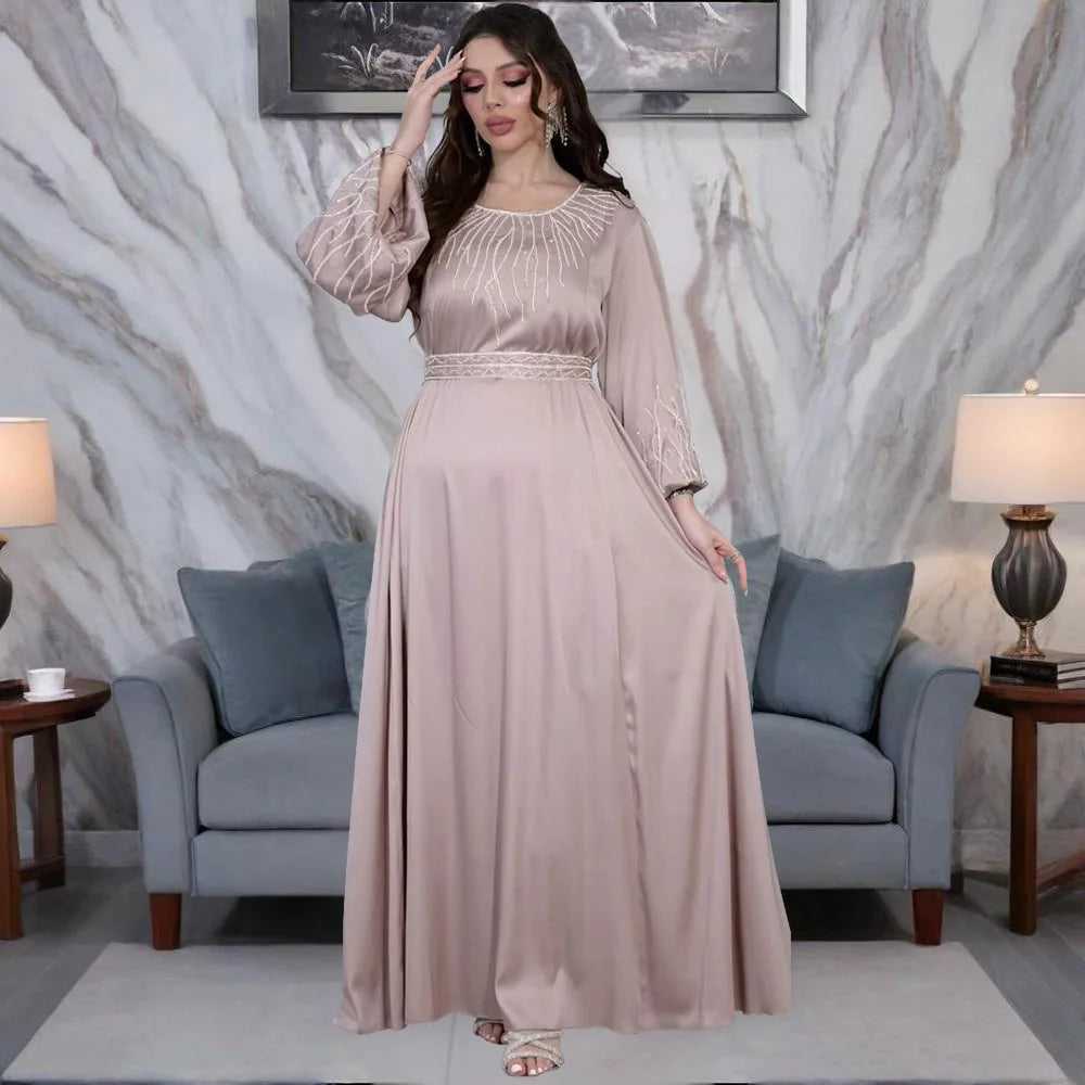 Robe longue brodée pour femmes musulmanes marocaines, Abayas, Jalabiya, Eid Ramadan, Kaftan marocain, Islam, Robe éducative, Robes arabes de Dubaï