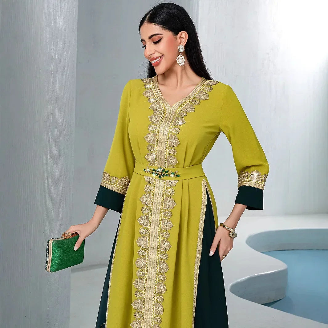 Abayas de luxe pour femmes, diamants Eid, kaftan de Dubaï, robe de soirée musulmane maxi, kaftan turc, caftan marocain, femme musulmane