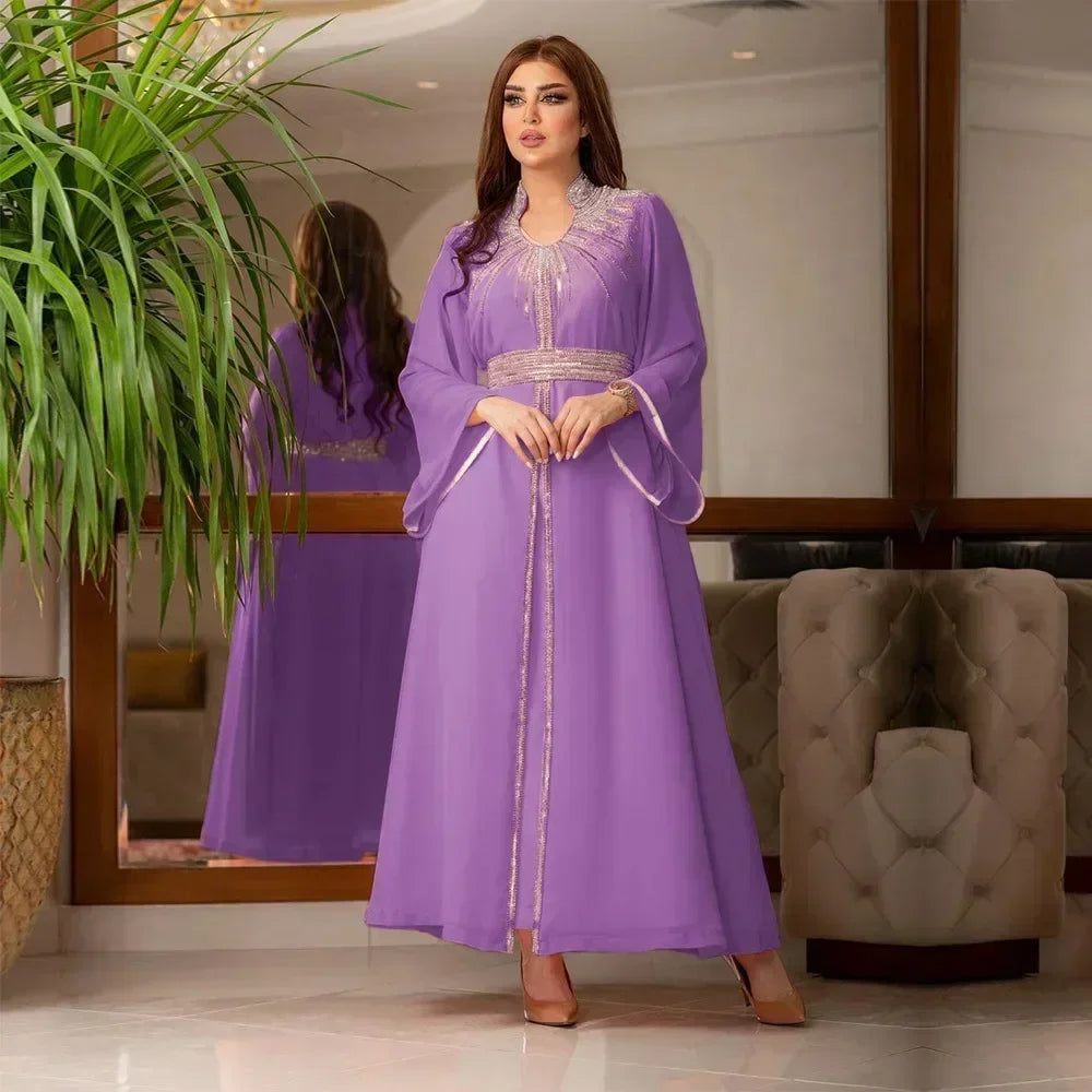 Luxe arabe musulman femmes diamants Abaya Maxi robe turquie dubaï mariée soirée de mariage Jalabiya Caftan robe marocaine caftan