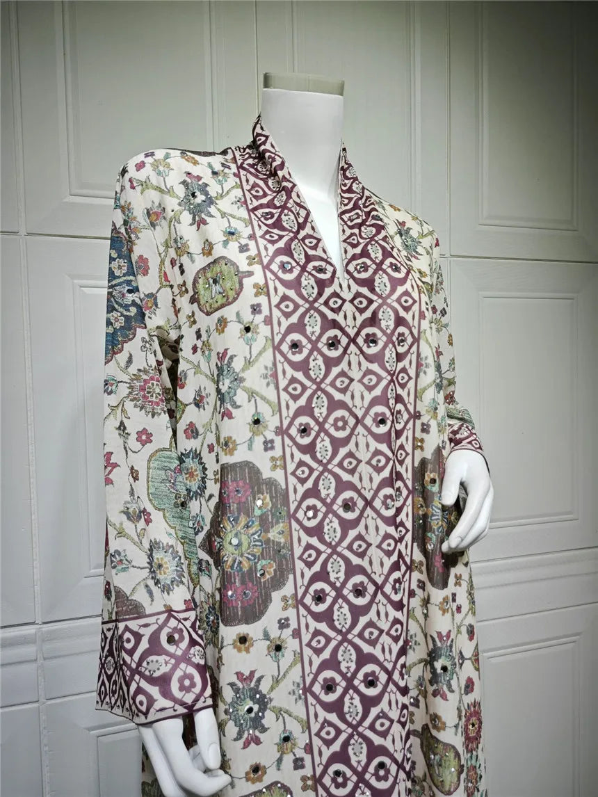 Abaya pour femmes 2026, robe en mousseline de soie, jalabiya, imprimé diamant, musulman, Dubaï, vestidos largo, Ramadan, Maroc, prière, caftan, robe de fête