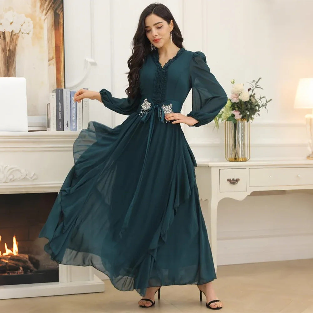 Luxe arabe musulman femmes diamants Abaya Maxi robe turquie dubaï mariée soirée de mariage Jalabiya Caftan robe marocaine caftan
