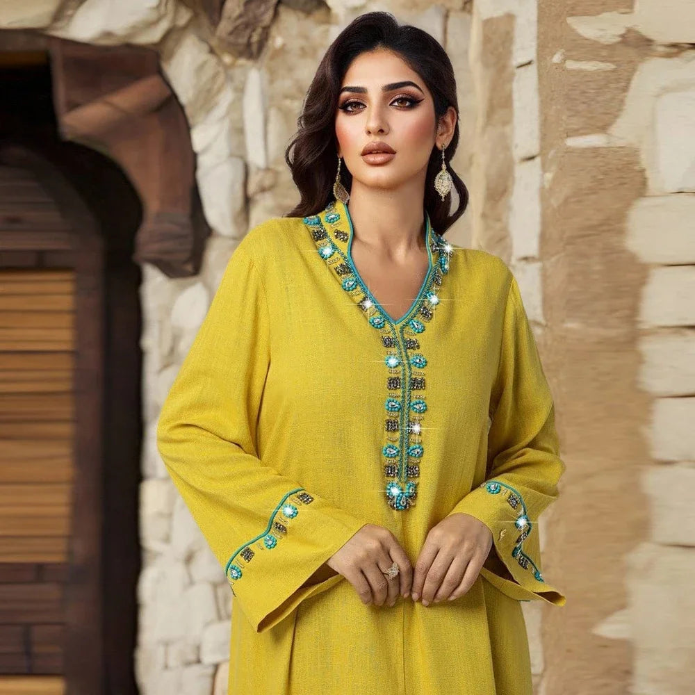 Abaya élégante à franges et diamants, kaftan Dubaï, robe de soirée musulmane pour femmes, robe turque Kebaya, caftan marocain, robe Jalabiya