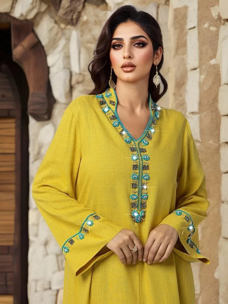 Abaya élégante à franges et diamants, kaftan Dubaï, robe de soirée musulmane pour femmes, robe turque Kebaya, caftan marocain, robe Jalabiya