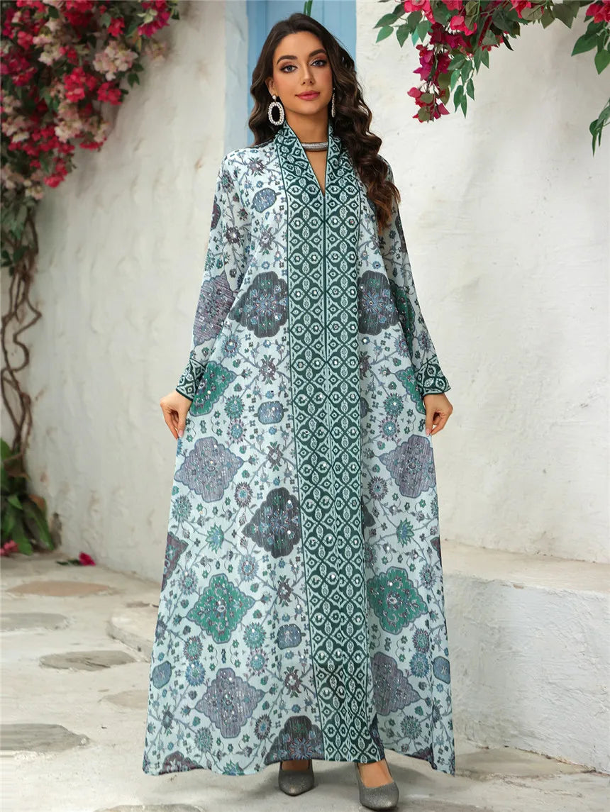 Abaya pour femmes 2026, robe en mousseline de soie, jalabiya, imprimé diamant, musulman, Dubaï, vestidos largo, Ramadan, Maroc, prière, caftan, robe de fête