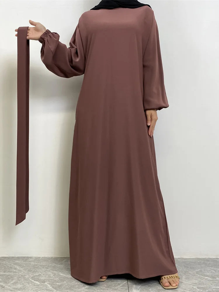 Robe longue marocaine pour femmes musulmanes, style simple, caftan, turquie, document solide, abayas du golfe, islamique, saoudien, Ramadan, chaud