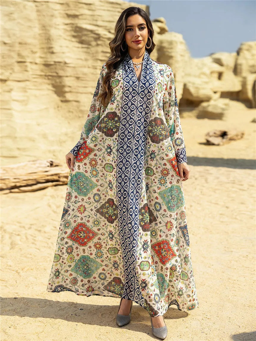 Abaya pour femmes 2026, robe en mousseline de soie, jalabiya, imprimé diamant, musulman, Dubaï, vestidos largo, Ramadan, Maroc, prière, caftan, robe de fête