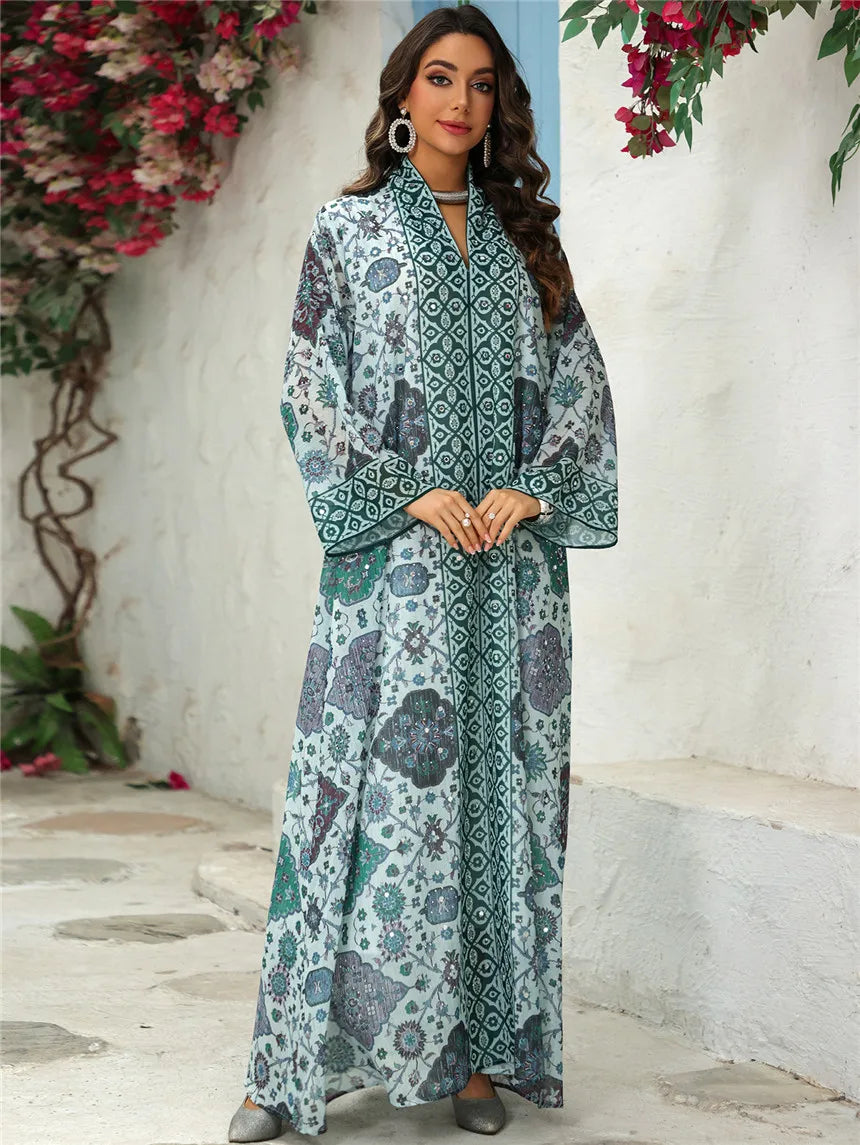 Abaya pour femmes 2026, robe en mousseline de soie, jalabiya, imprimé diamant, musulman, Dubaï, vestidos largo, Ramadan, Maroc, prière, caftan, robe de fête
