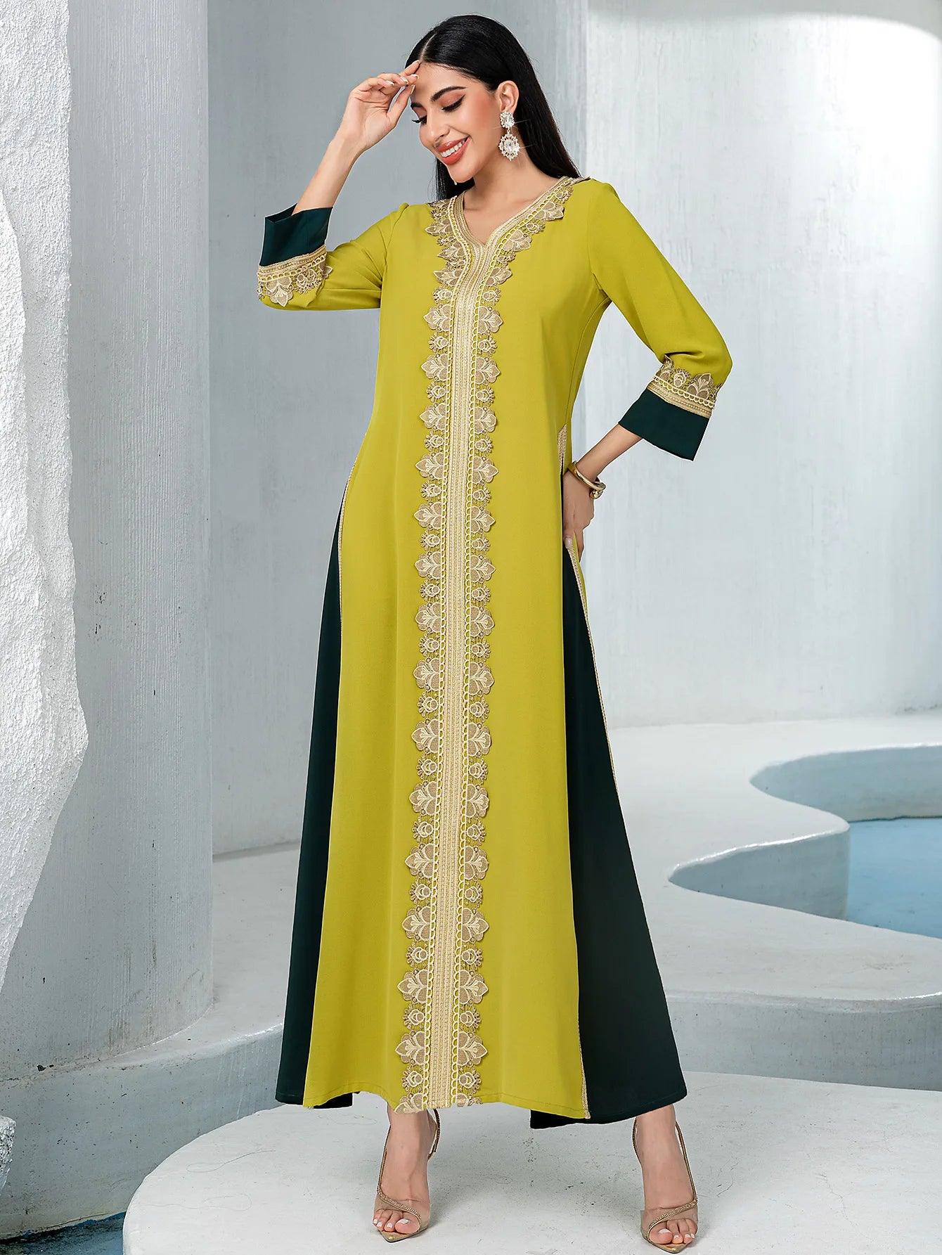 Abayas de luxe pour femmes, diamants Eid, kaftan de Dubaï, robe de soirée musulmane maxi, kaftan turc, caftan marocain, femme musulmane