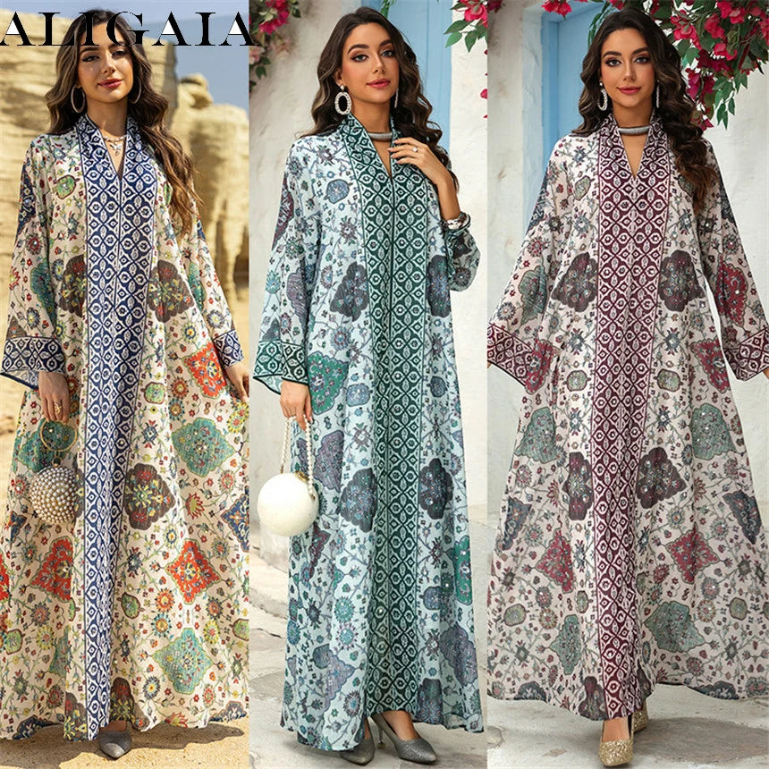 Abaya pour femmes 2026, robe en mousseline de soie, jalabiya, imprimé diamant, musulman, Dubaï, vestidos largo, Ramadan, Maroc, prière, caftan, robe de fête