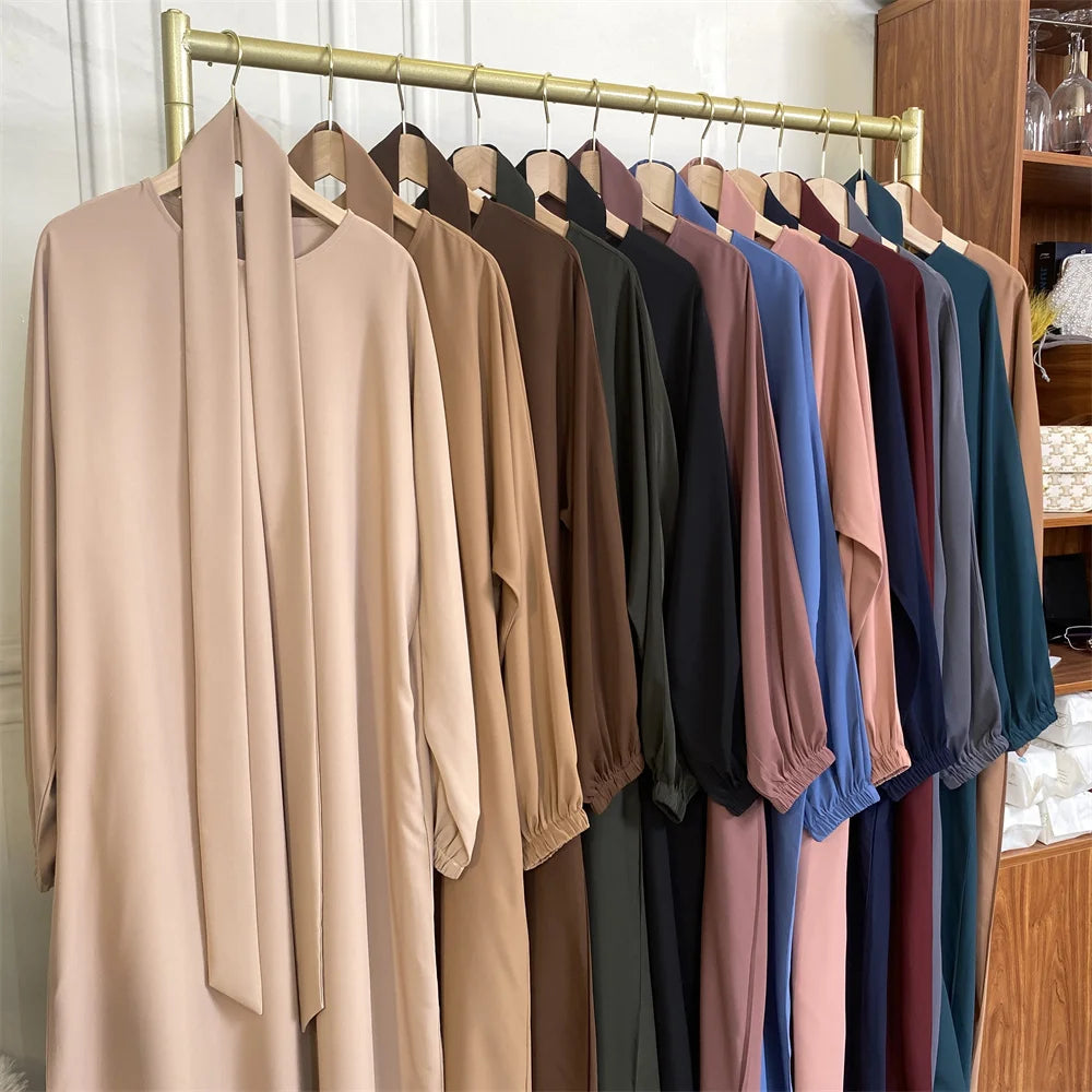 Robe longue marocaine pour femmes musulmanes, style simple, caftan, turquie, document solide, abayas du golfe, islamique, saoudien, Ramadan, chaud