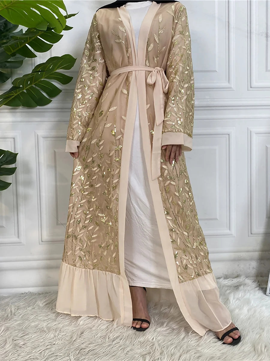 Abaya-Robe de luxe brodée pour femmes musulmanes, kimono, caftan, caftan, Islam, Kebaya, Ramadan, Dubaï, ouvert, mode