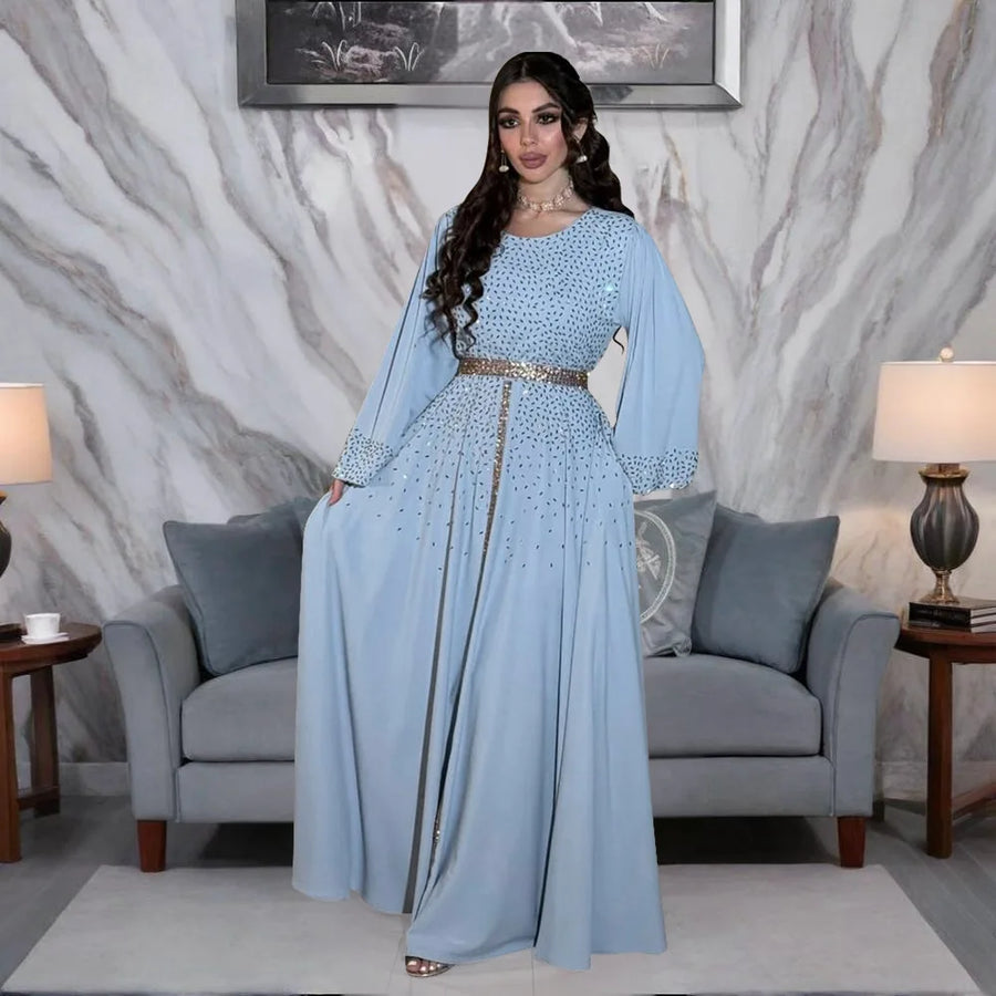 Robe longue brodée pour femmes musulmanes marocaines, Abayas, Jalabiya, Eid Ramadan, Kaftan marocain, Islam, Robe éducative, Robes arabes de Dubaï