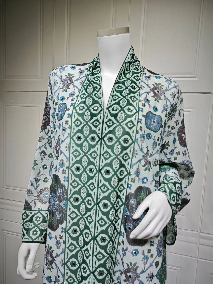 Abaya pour femmes 2026, robe en mousseline de soie, jalabiya, imprimé diamant, musulman, Dubaï, vestidos largo, Ramadan, Maroc, prière, caftan, robe de fête